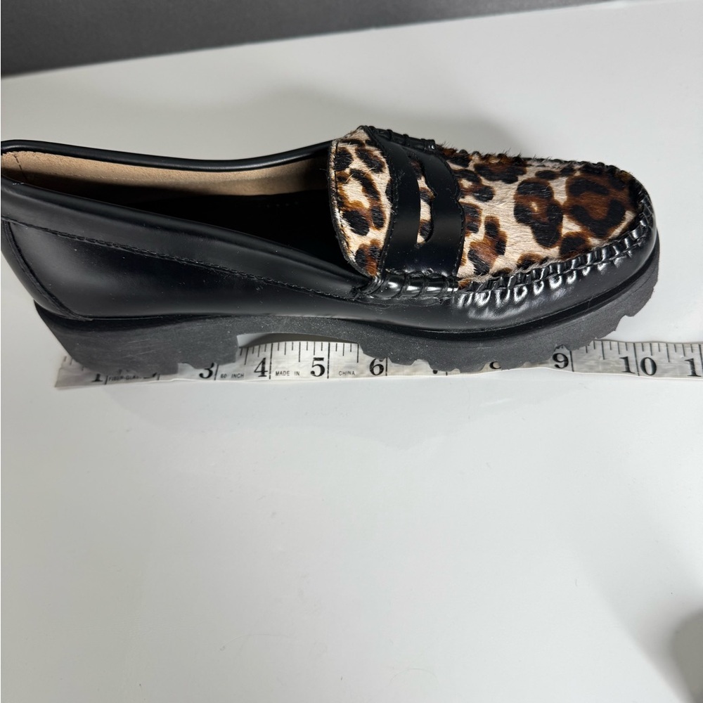 G.H.BASS Women's Whitney Lug Leopard Loafer Flats Size 6.5 Black Leather NEW - Picture 11 of 11